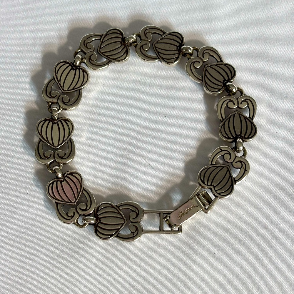 Brighton Puffed heart bracelet 7.5 in adjustable Silver Plated - EUC- ADORABLE - Picture 2 of 4